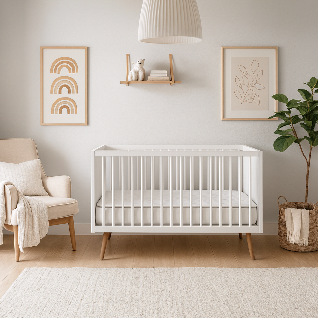 Combo Colchoneta Infantil 70 x 1,30 cm + Cuna Cama Estela Blanco