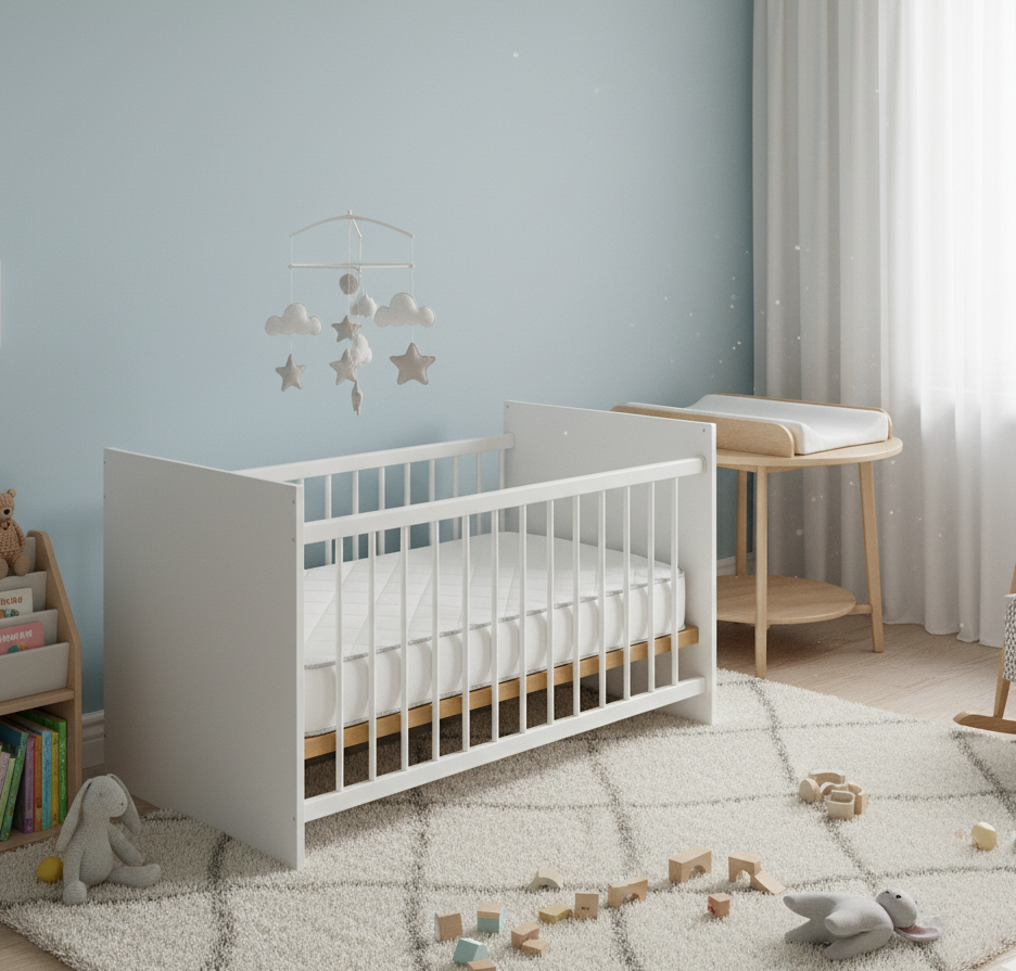 Combo Colchoneta Infantil 60 x1,30 cm + Cuna Jaen Blanco