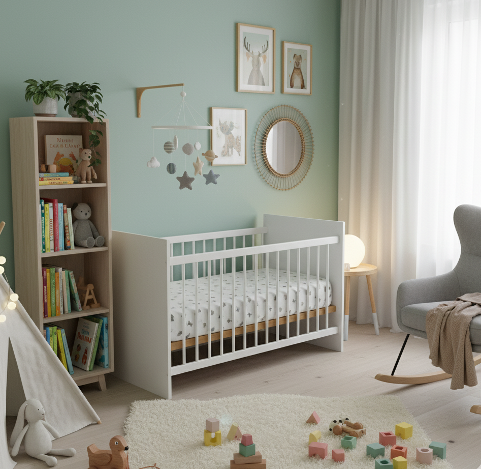 Combo Colchoneta Infantil 60 x1,30 cm + Cuna Jaen Blanco