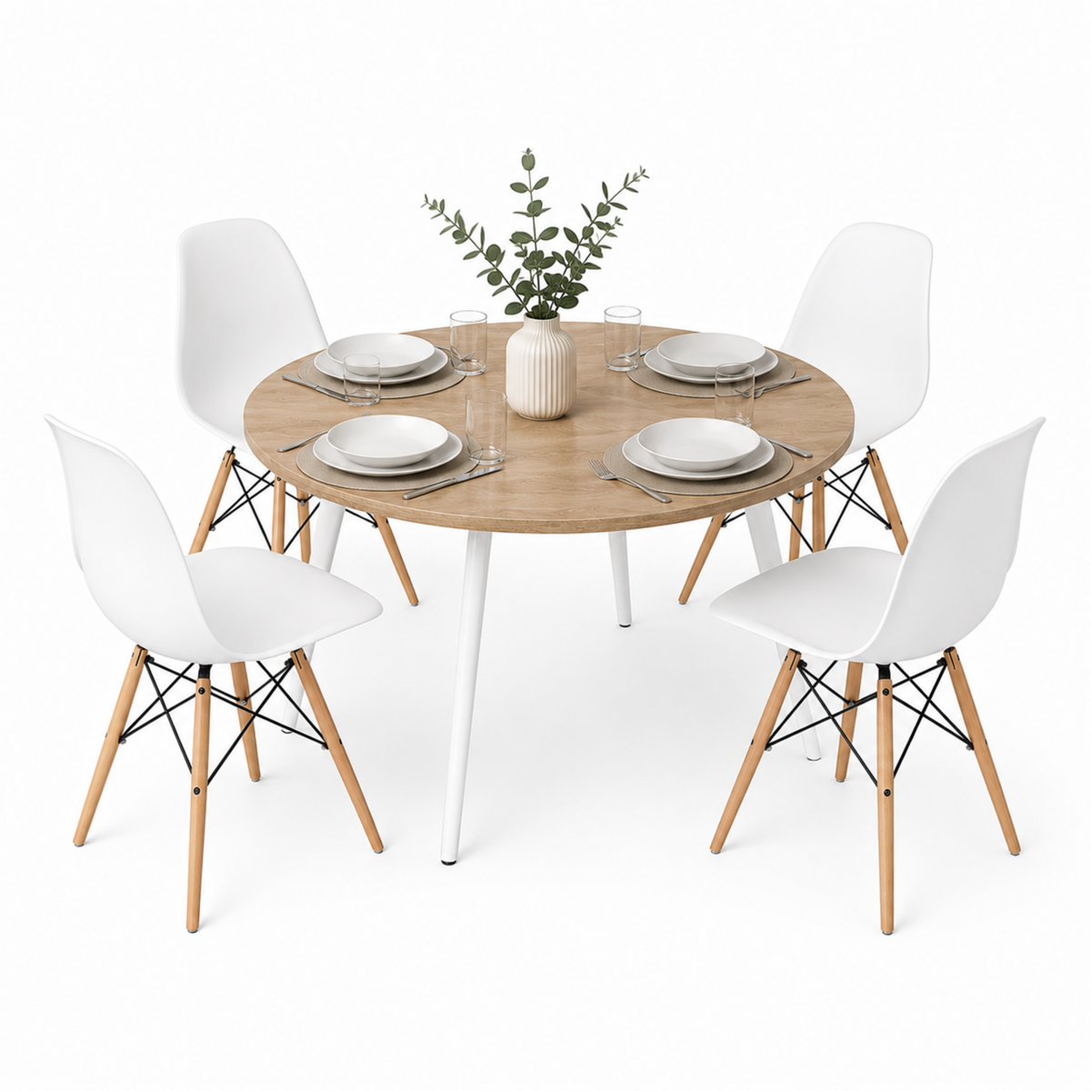Mesa De Comedor Redondo Like 74.5x80x80cm Blanco Vienes