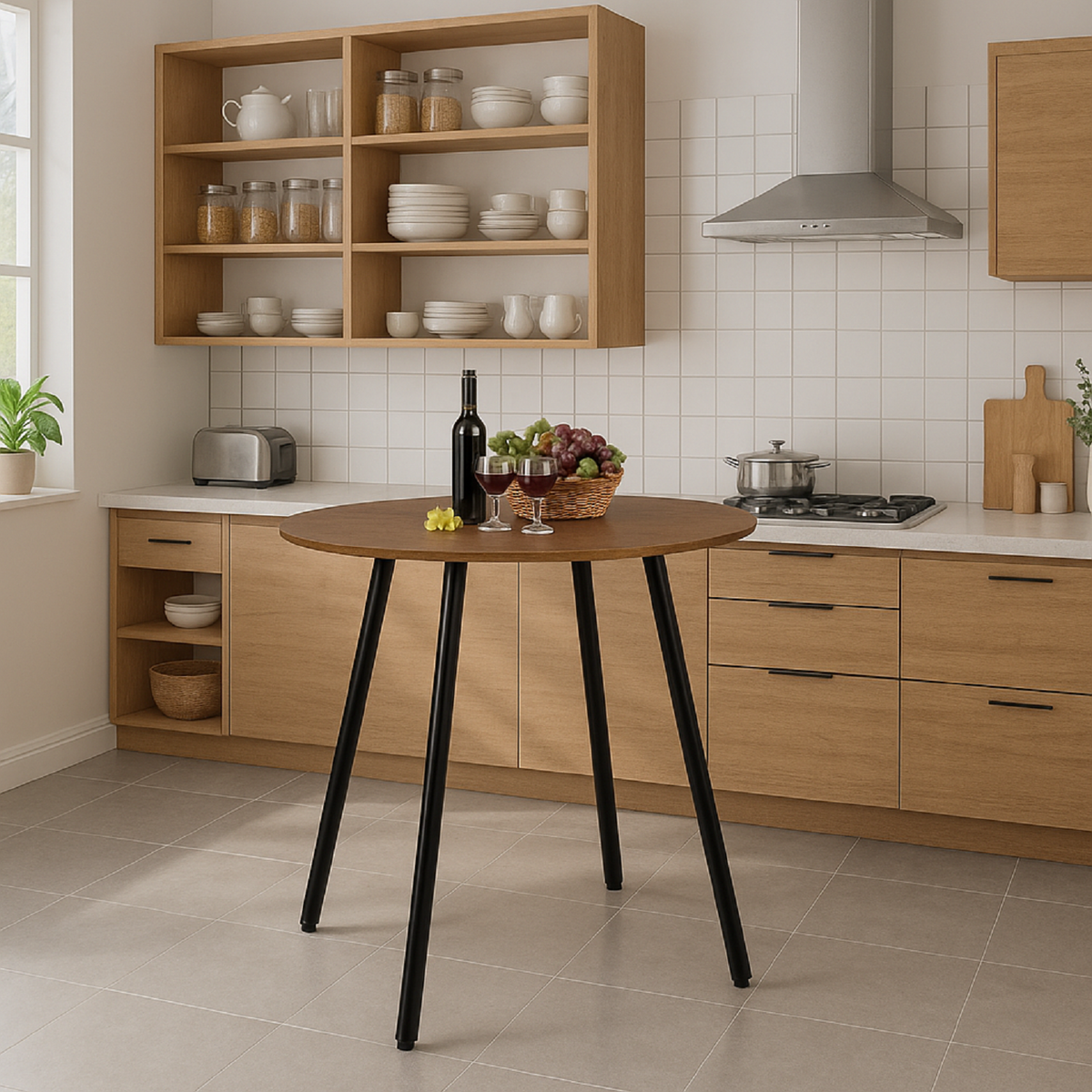 Mesa De Comedor Auxiliar Redondo 75x80x80cm Amaretto