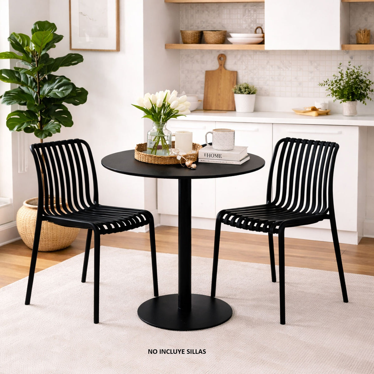 Mesa de Comedor Versátil Metálico Maiu Negro 72x60x60 - Interior y Exterior