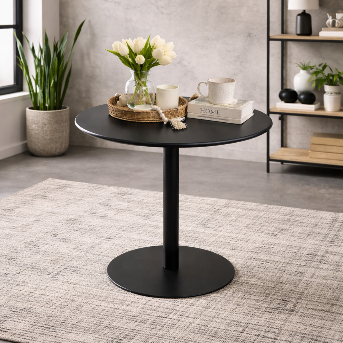 Mesa de Comedor Versátil Metálico Maiu Negro 72x60x60 - Interior y Exterior