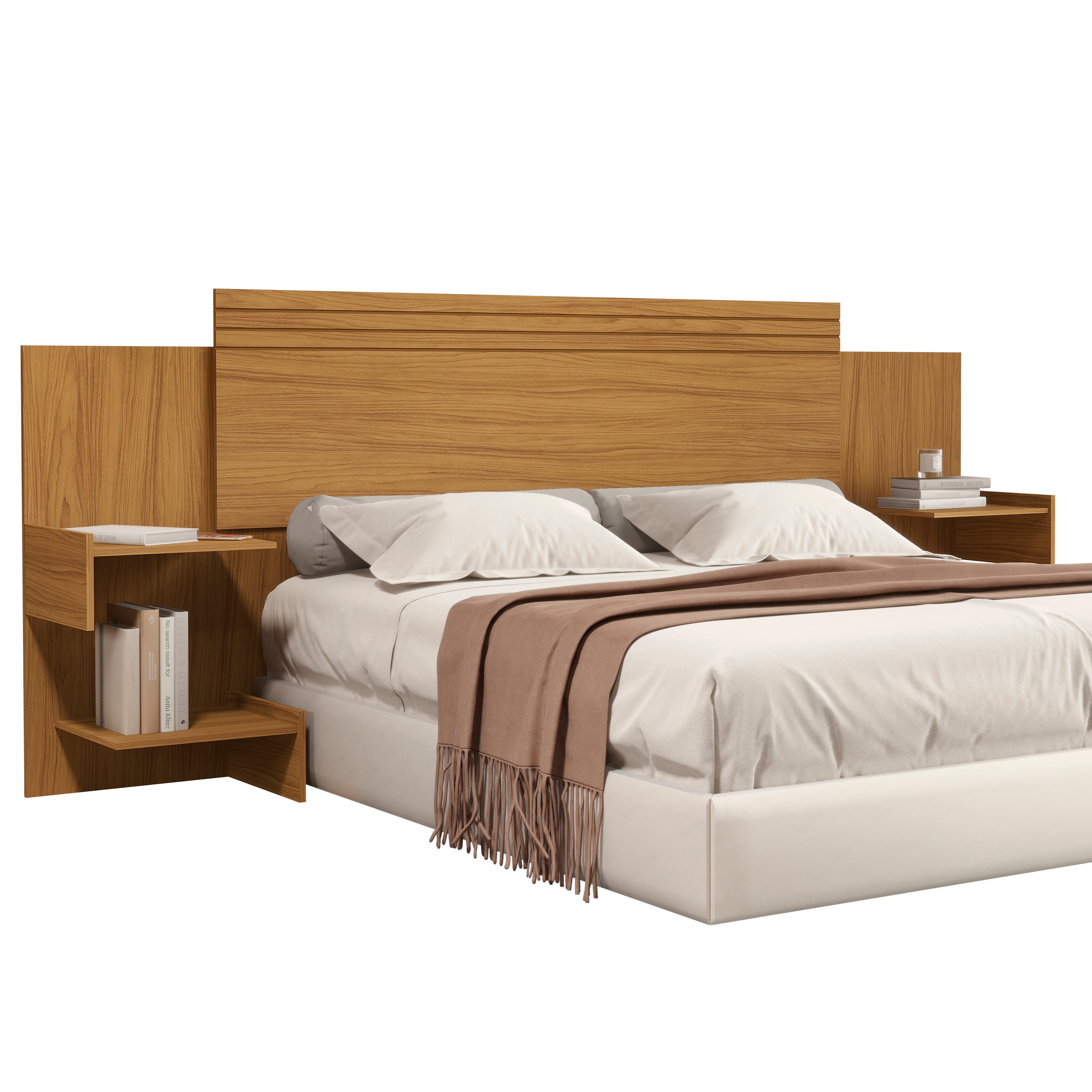 Cabecera Ajustable 140/160 con mesas de noche Aurora Natural