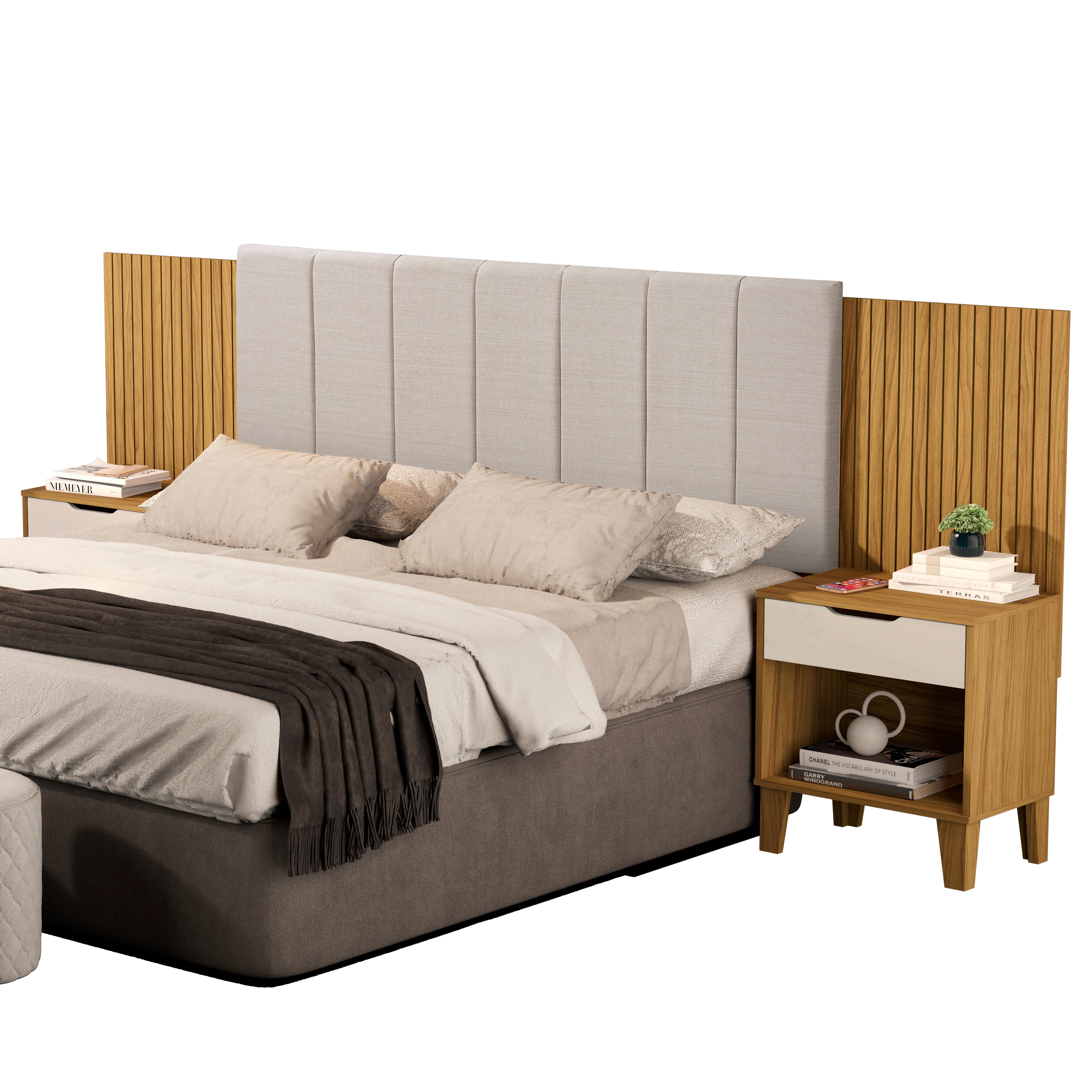 Cabecera Ajustable 140/160 Elena Natural/Blanco Apagado