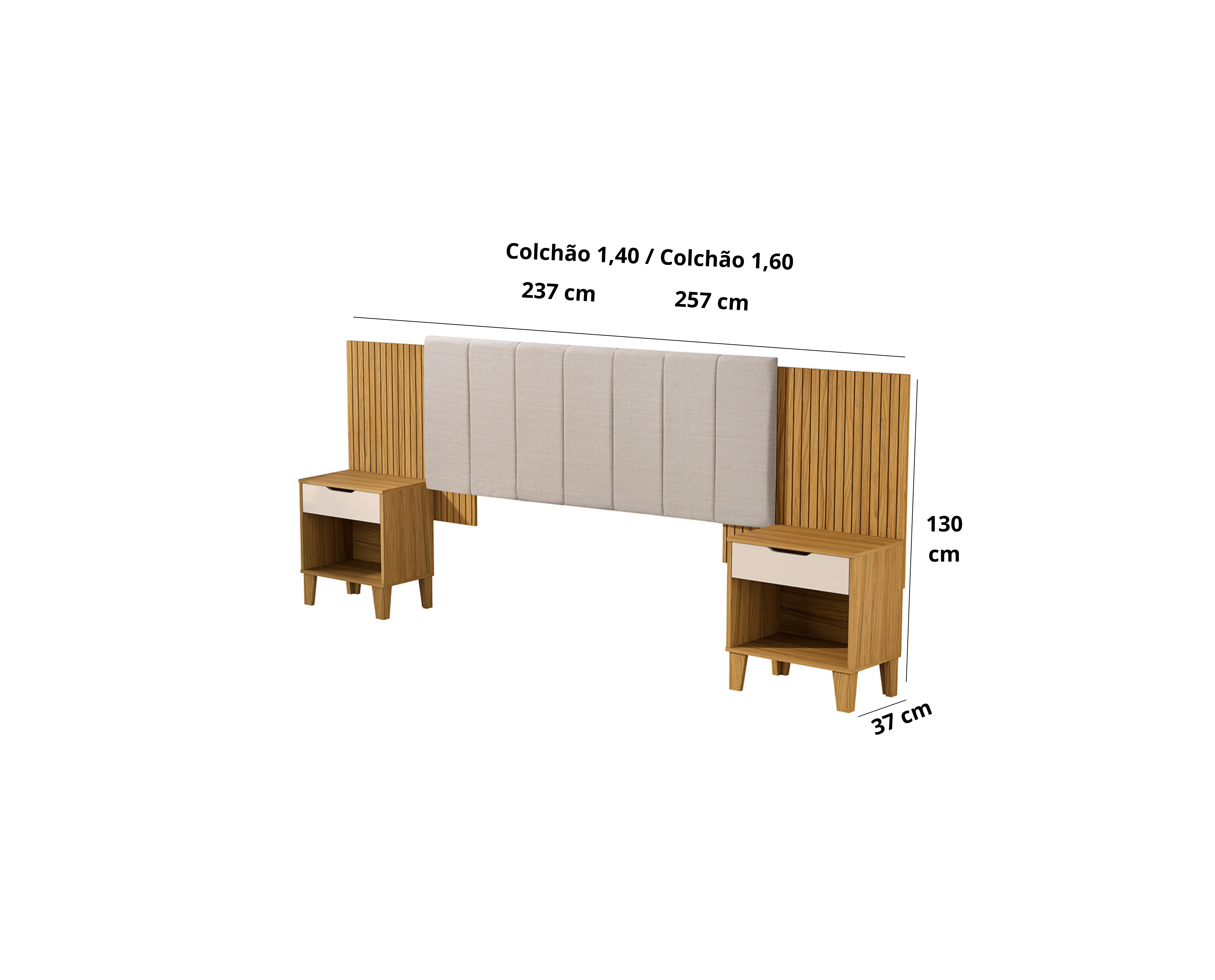 Cabecera Ajustable 140/160 Elena Natural/Blanco Apagado