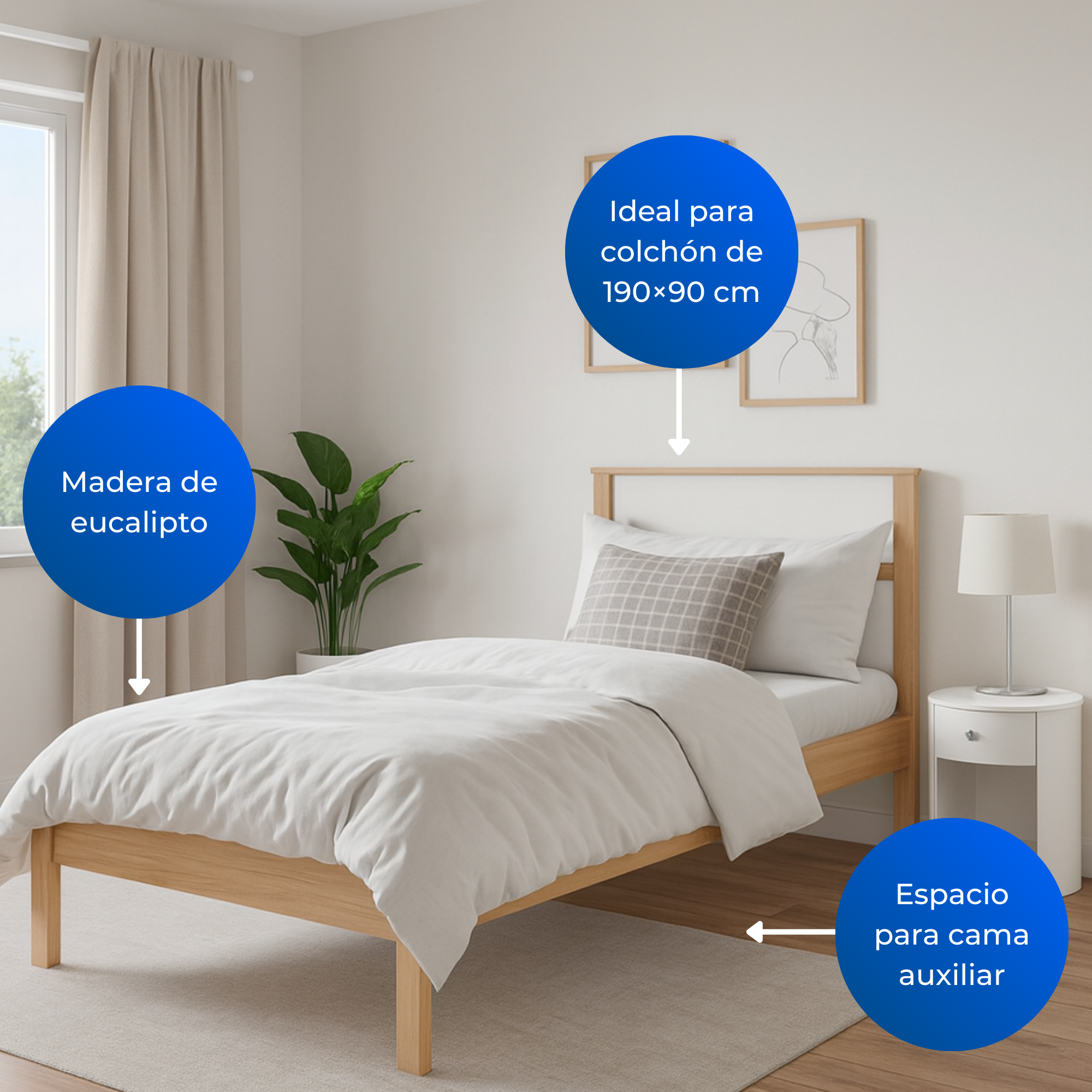 Cama Sencilla Viena Almendra Blanco