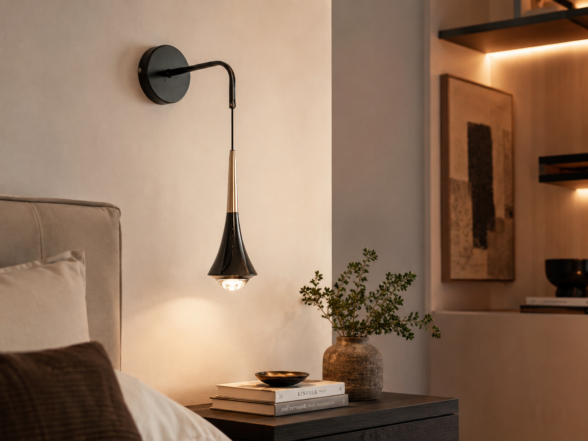 Lámpara De Pared LED Canaria Black Perla Negra Dorado