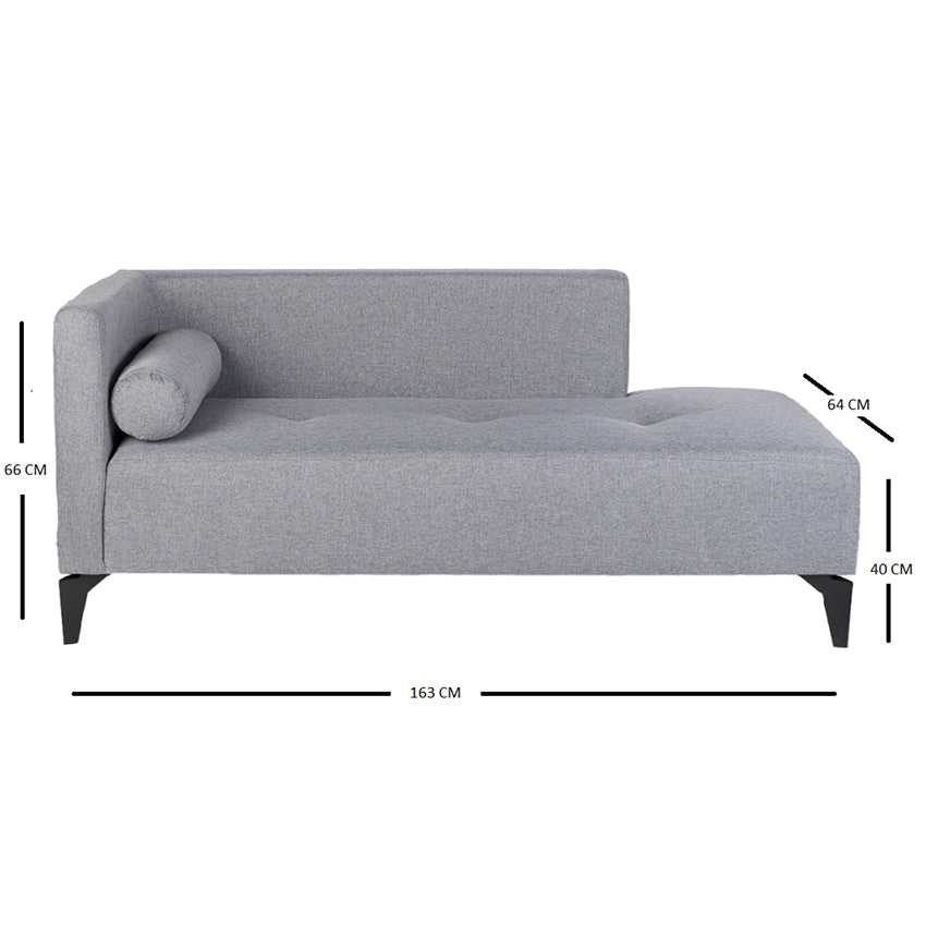 Chaise Long Gris Memphis Pata Negra (66x163x64)
