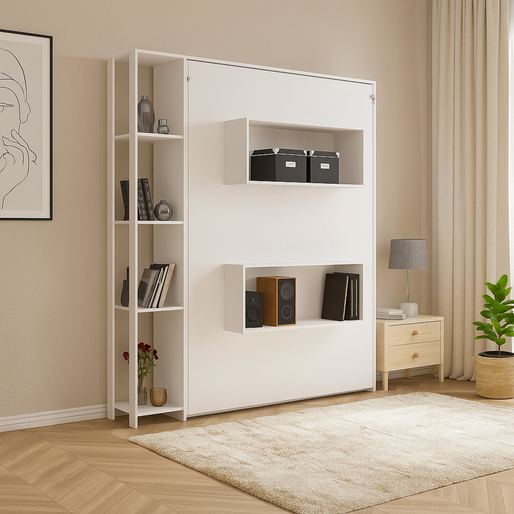 Cama doble abatible siena blanco