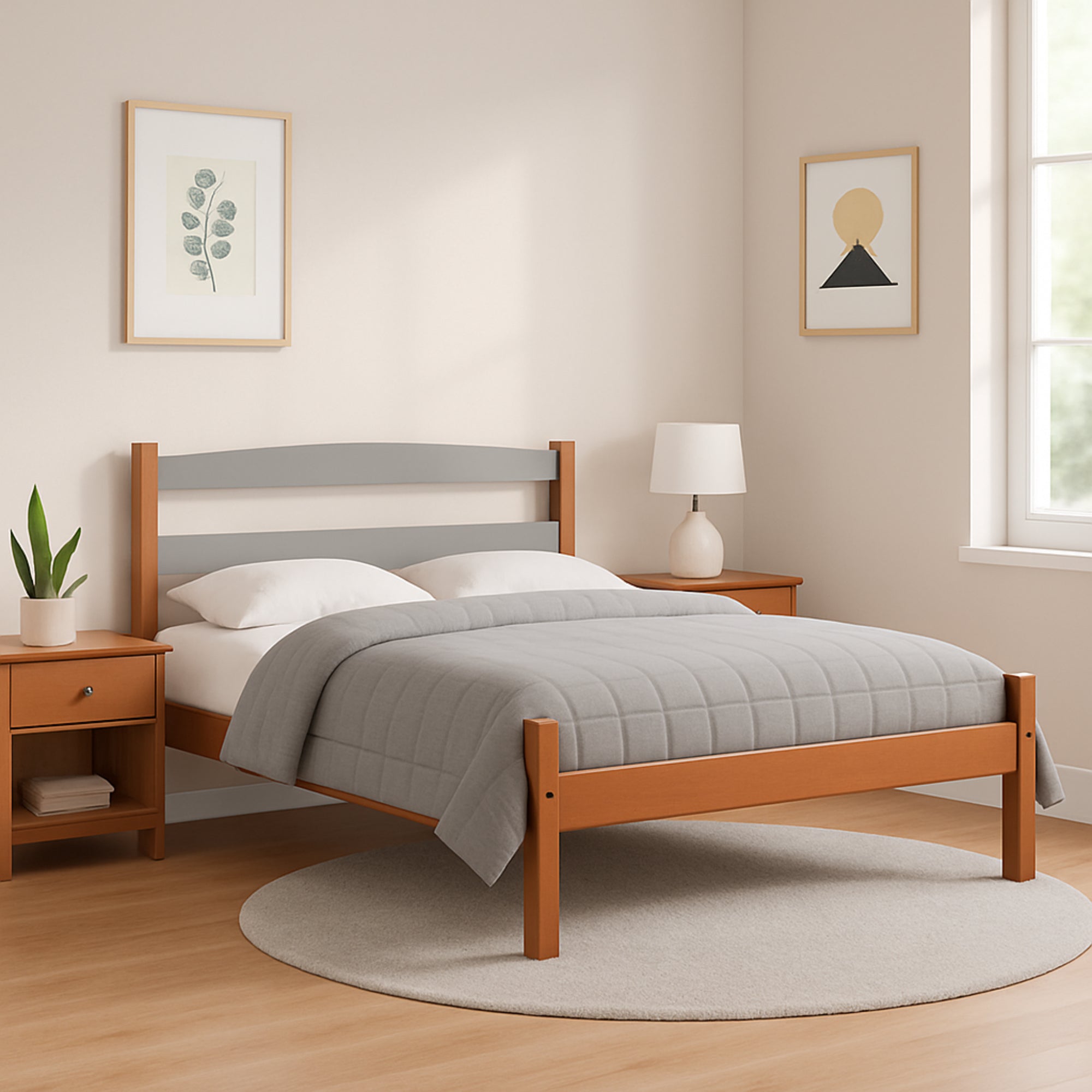 Cama doble delta acacia gris