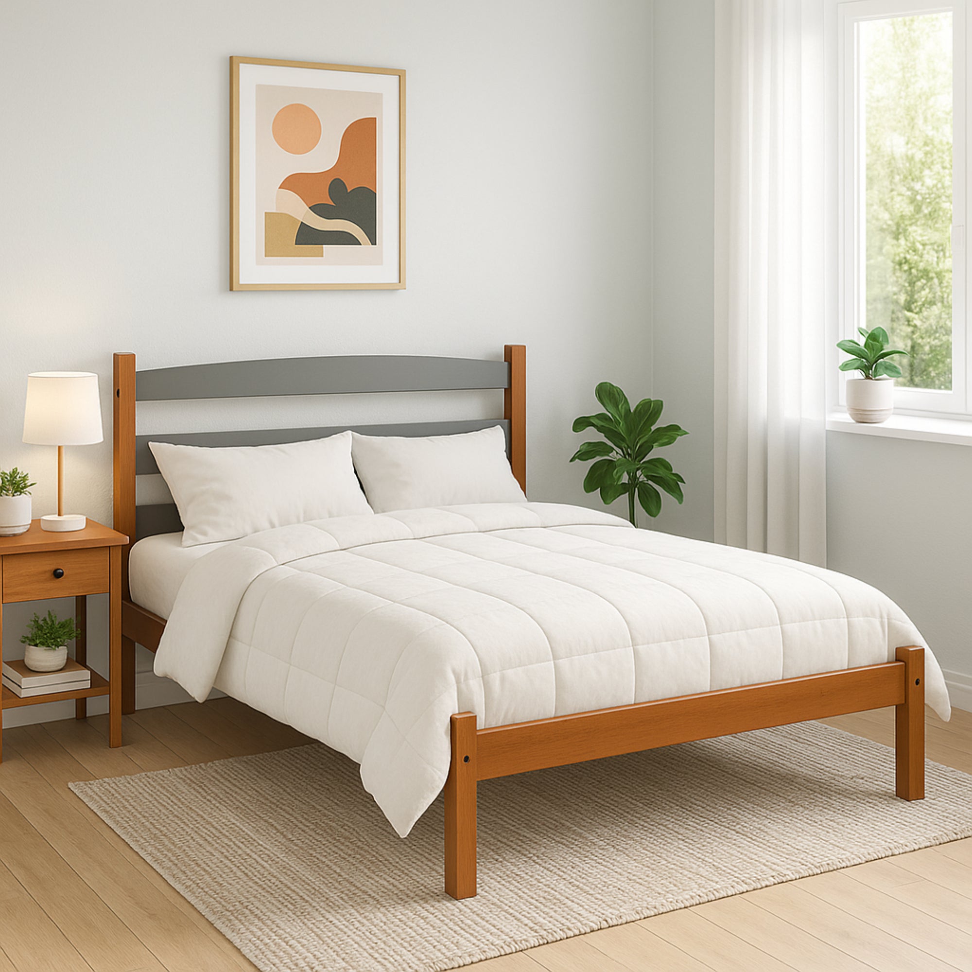 Cama doble delta acacia gris