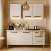 Cocina gazania 120cm 6 puertas 2 cajones maderado natural blanco supremo