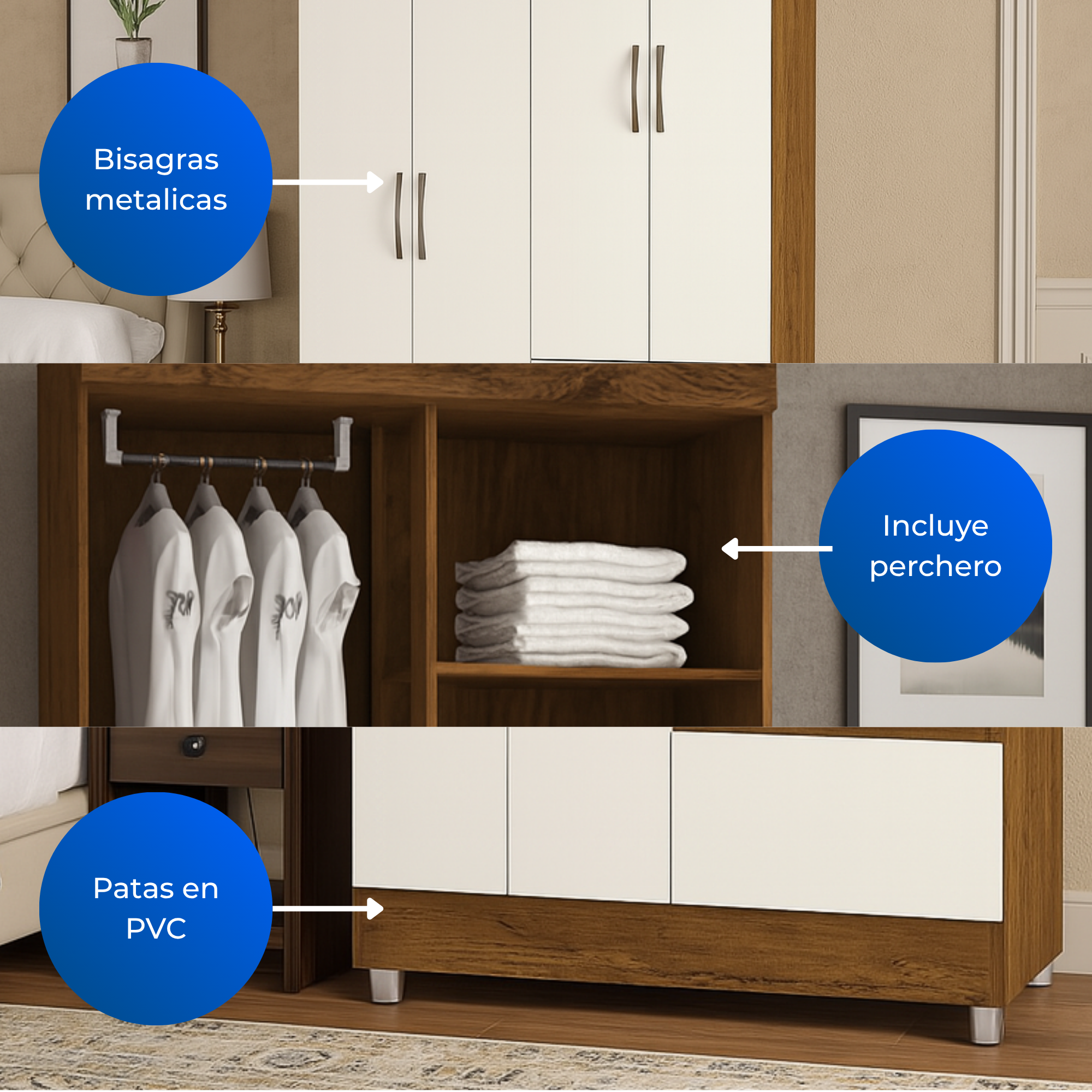 Closet 4 Puertas 2 Cajones Bonic