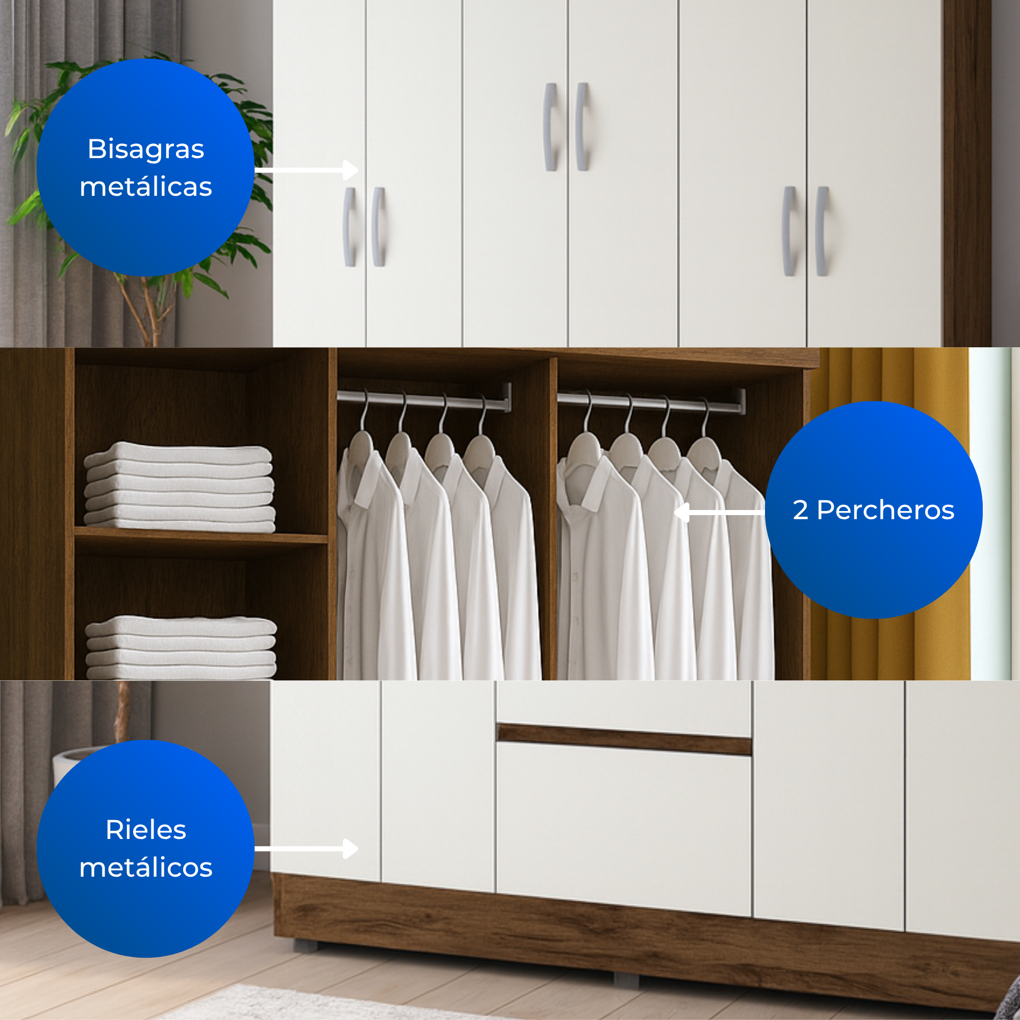 Closet 6 Puertas 2 Cajones Valent