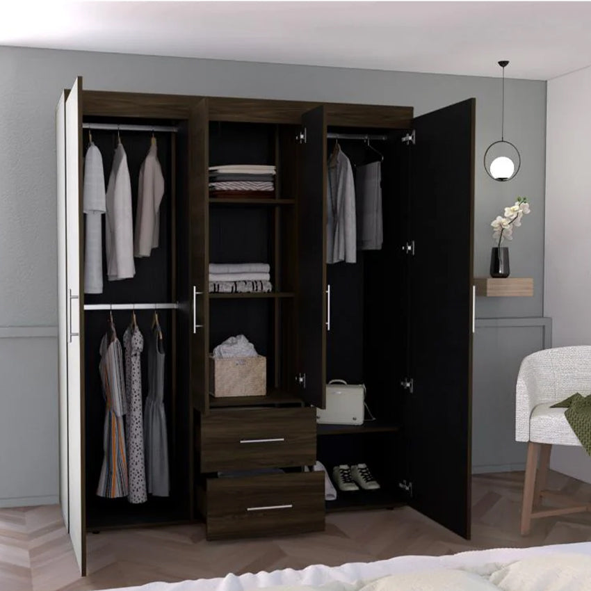 Closet Bariloche Bombay Eco Pequeño con Entrepaños y Cuatro Puertas Abatibles