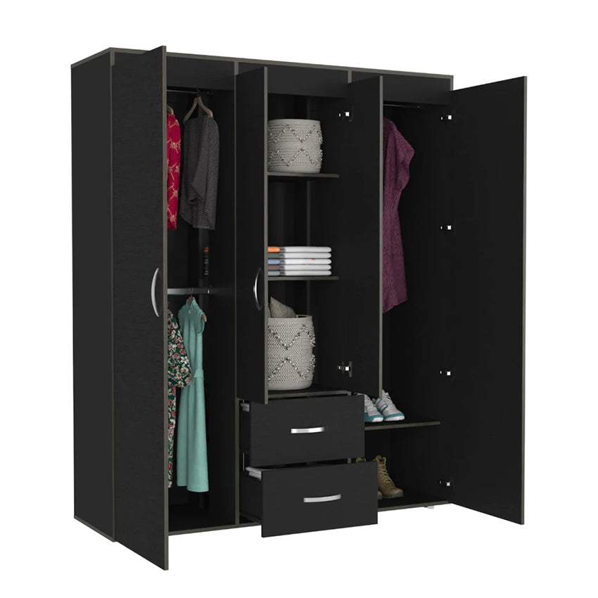 Closet Portátil Jesan, Negro, Variedad de Entrepaños en Tela