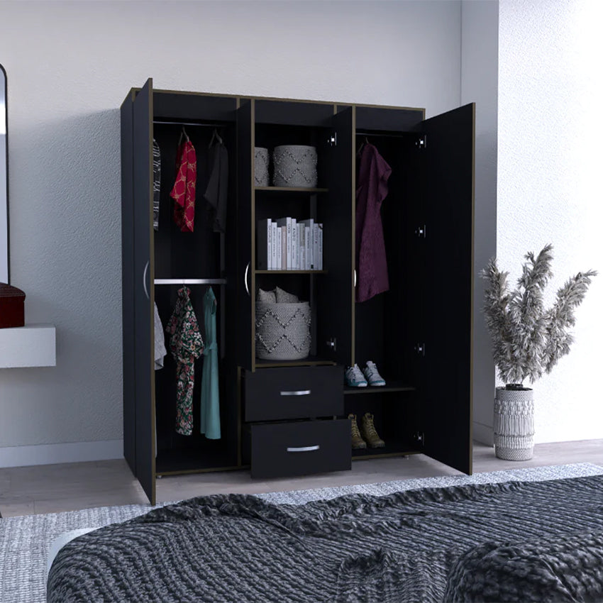 Closet Portátil Jesan, Negro, Variedad de Entrepaños en Tela