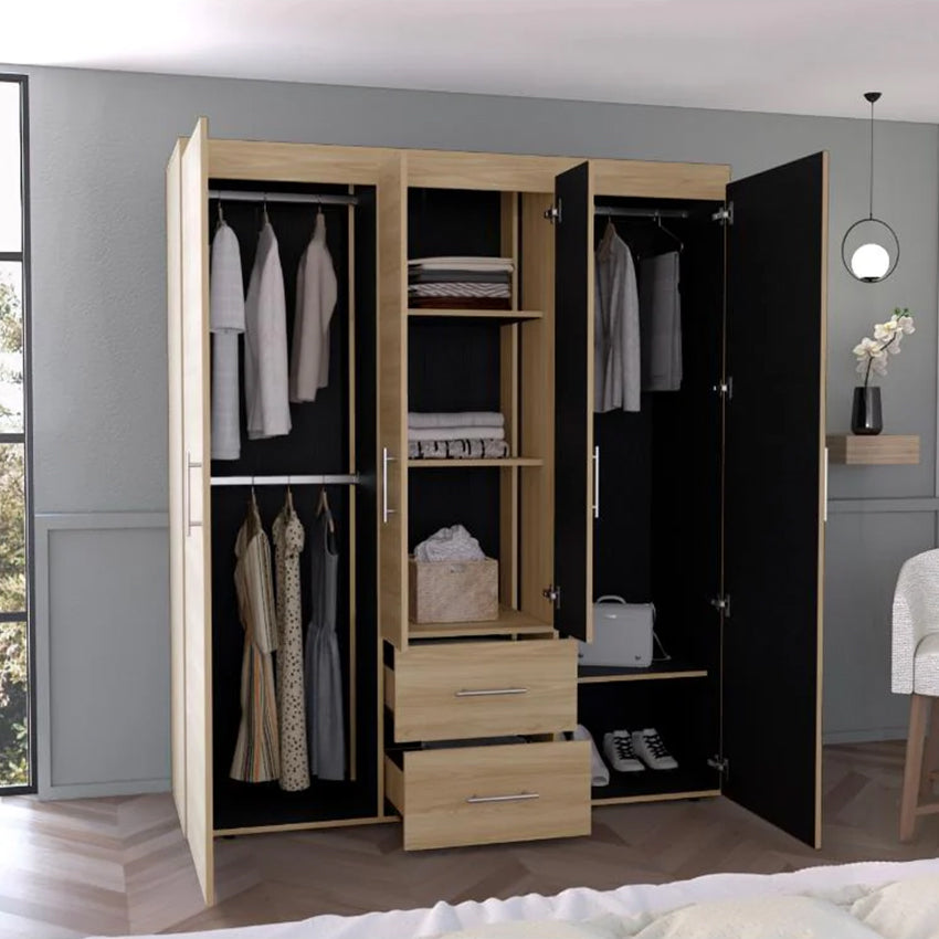 Closet Bariloche Bombay Eco Pequeño con Entrepaños y Cuatro Puertas Abatibles