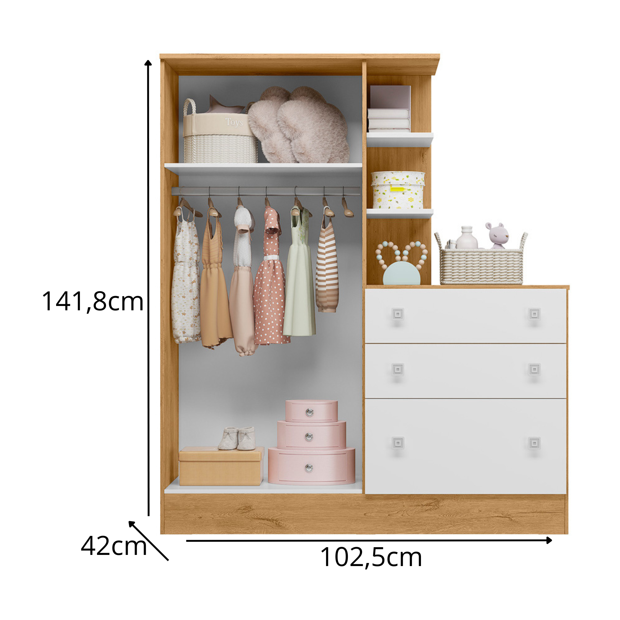 Closet con Cama Almendra/Blanco Apagado