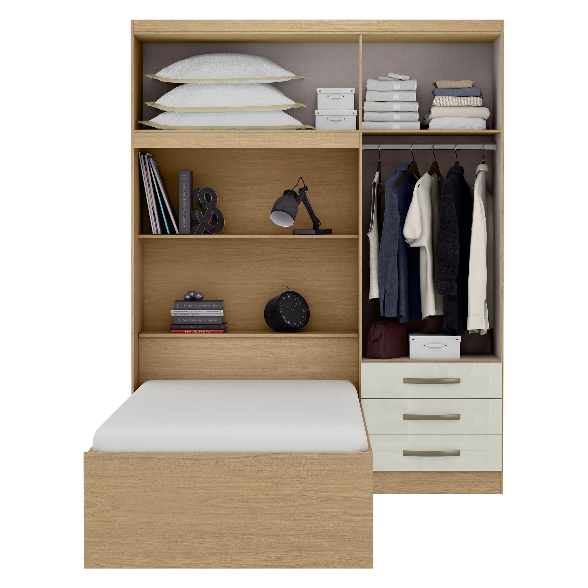 Closet con Cama Almendra/Blanco Apagado