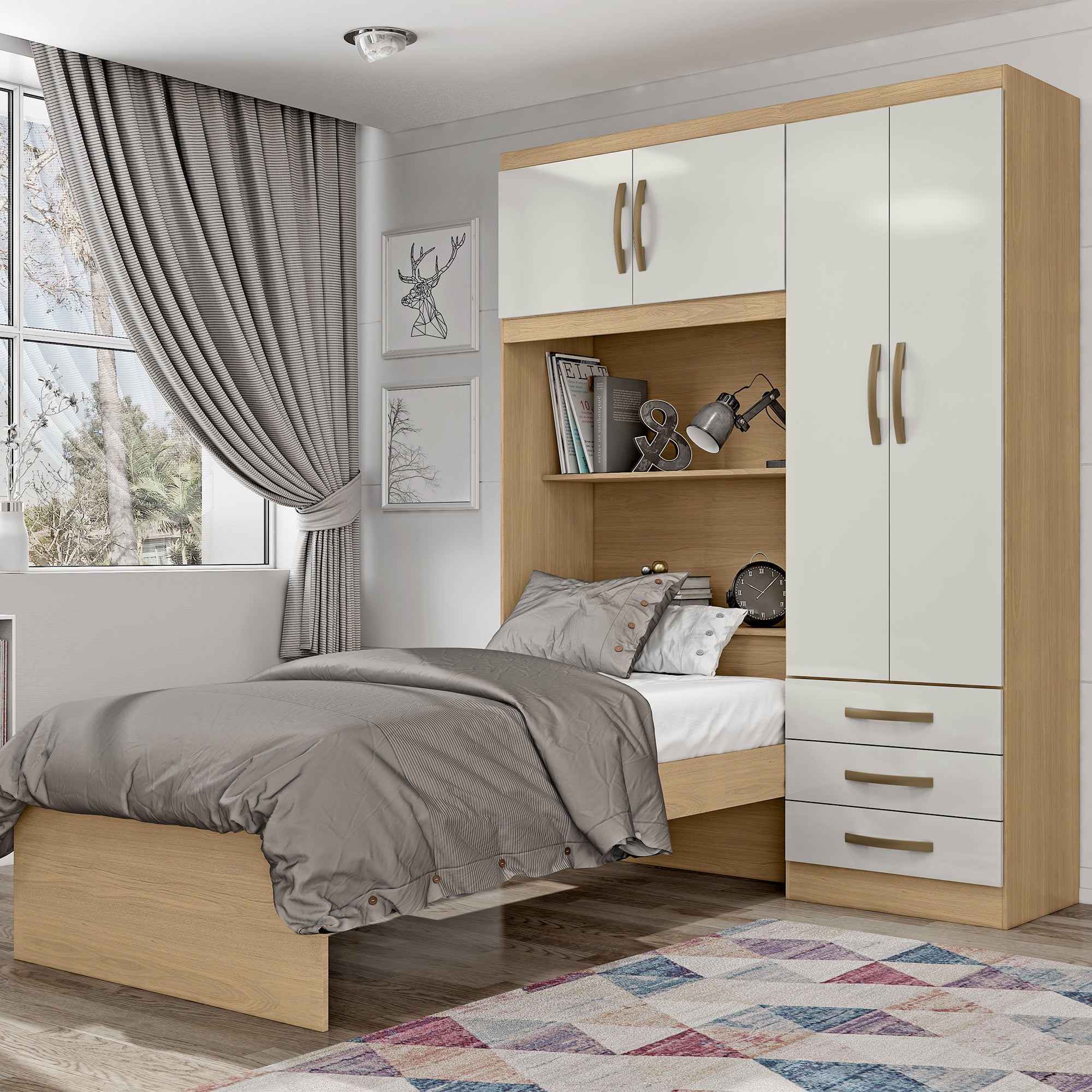 Closet con Cama Almendra/Blanco Apagado