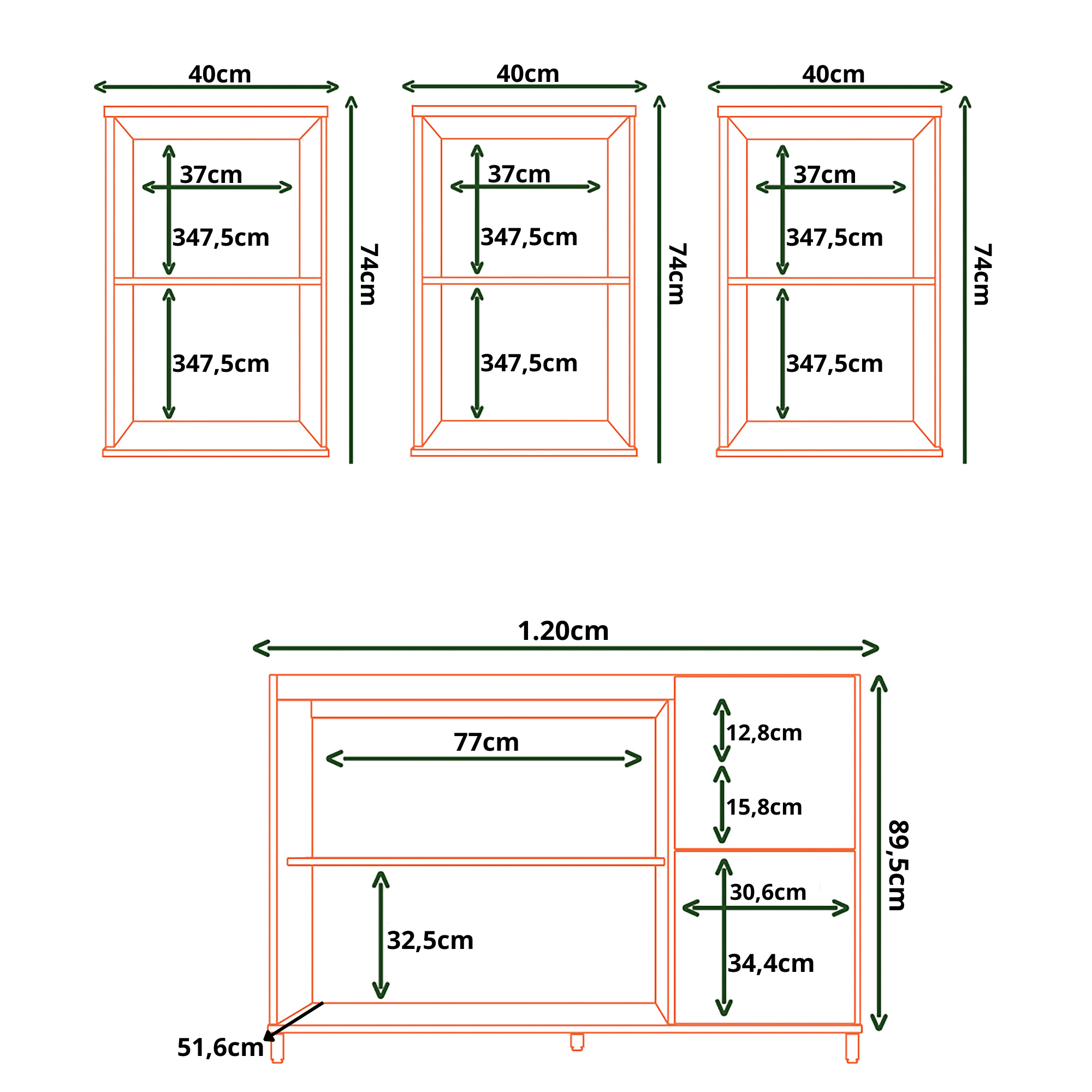 Cocina 120 cm Dominica 5 Puertas 2 Cajones Natural/Blanco Apagado