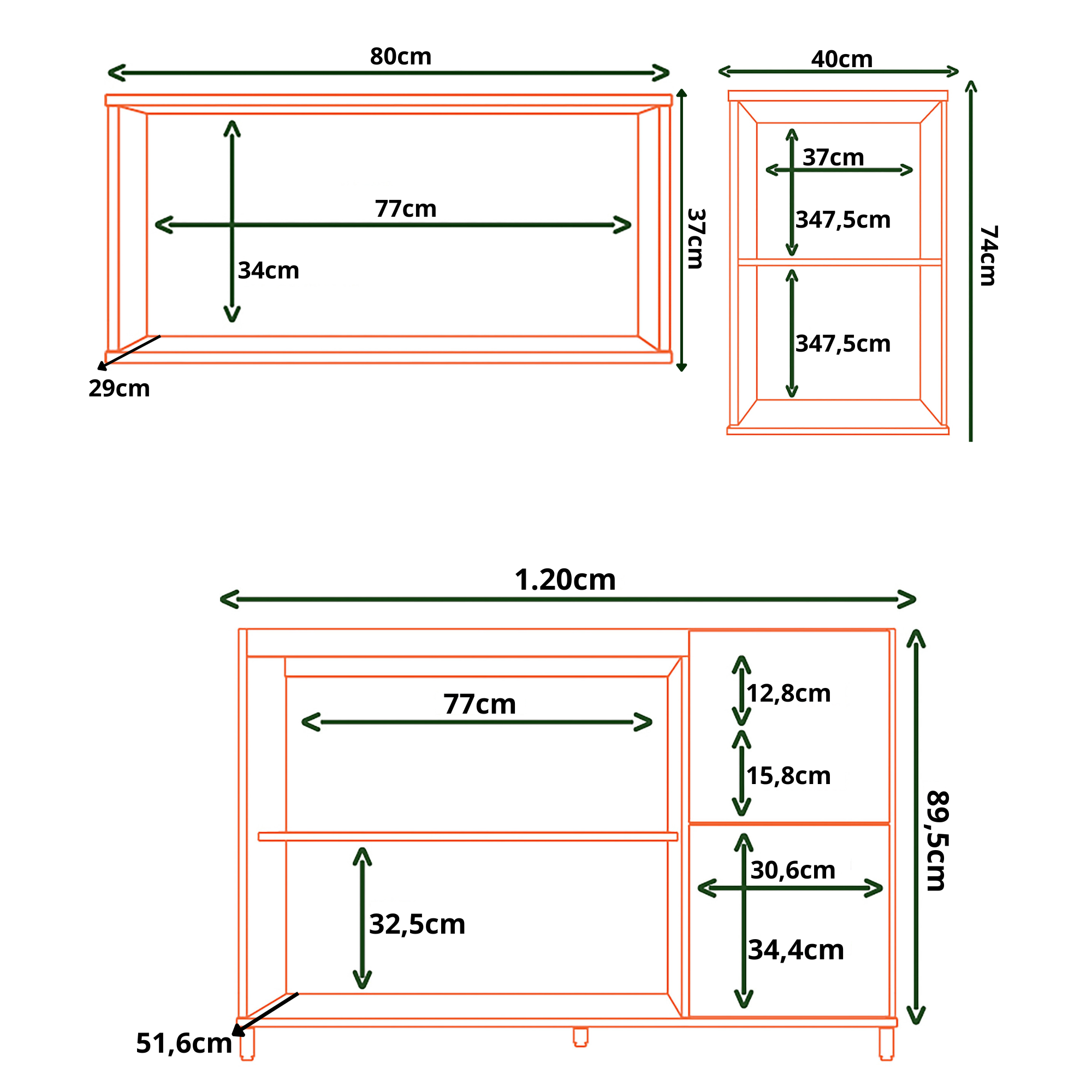 Cocina 120 cm Tahiti 4 Puertas 2 Cajones Natural/Blanco Apagado