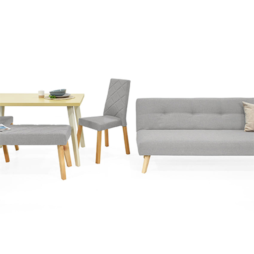 Combo sofá cama london y comedor 4 puestos liverpool plata