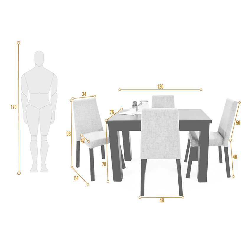 Comedor 4 puestos toronto sillas viena beige