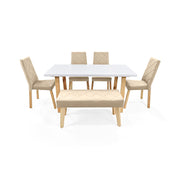 Comedor 6 puestos andara liverpool y butaco taupe