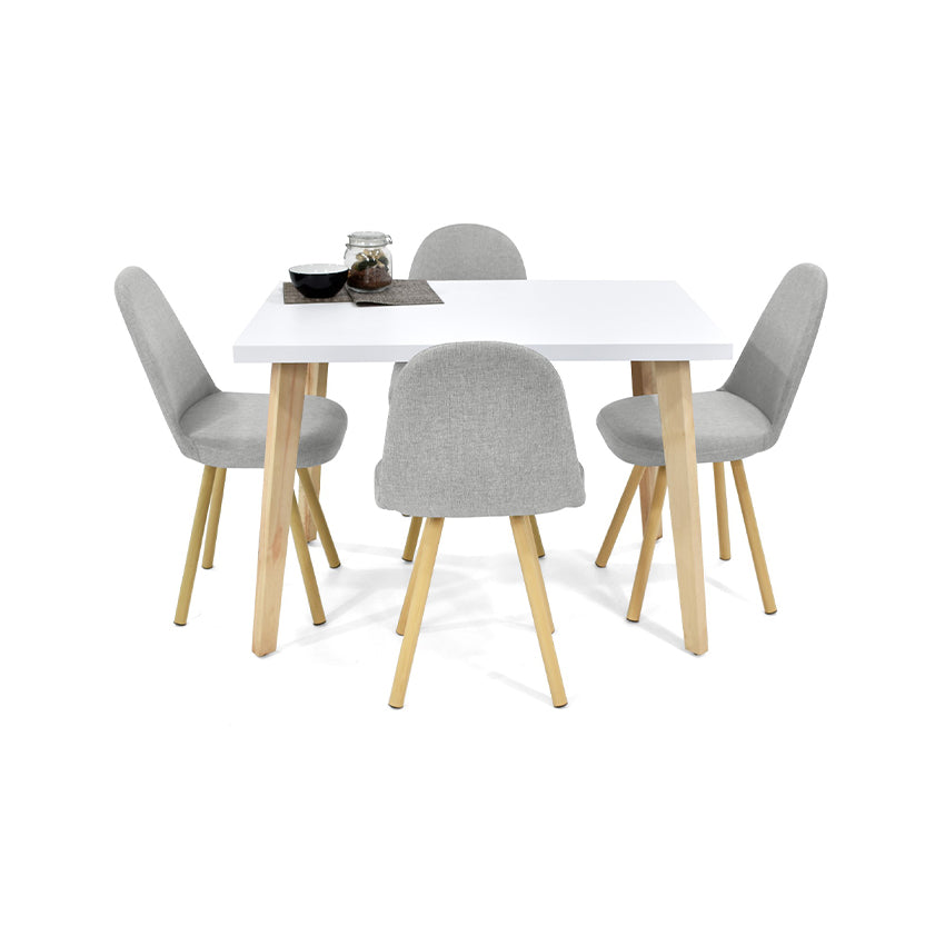 Comedor lugo matiz 4 puestos plata tela