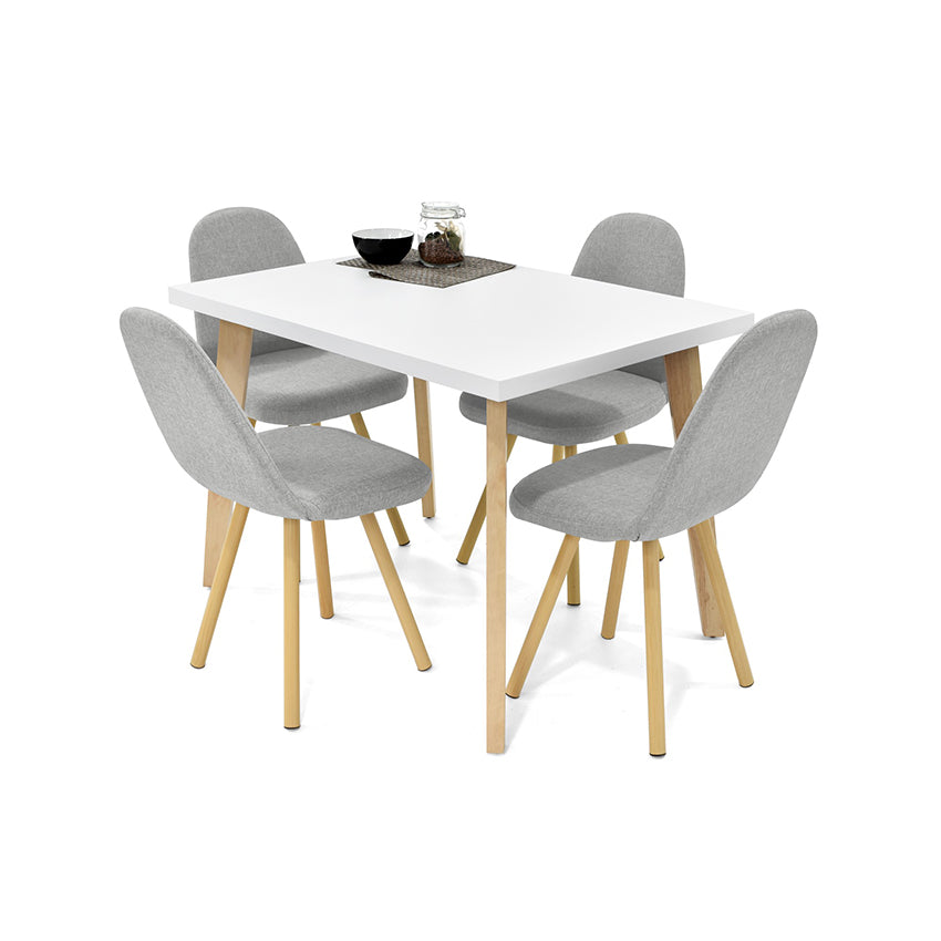 Comedor lugo matiz 4 puestos plata tela