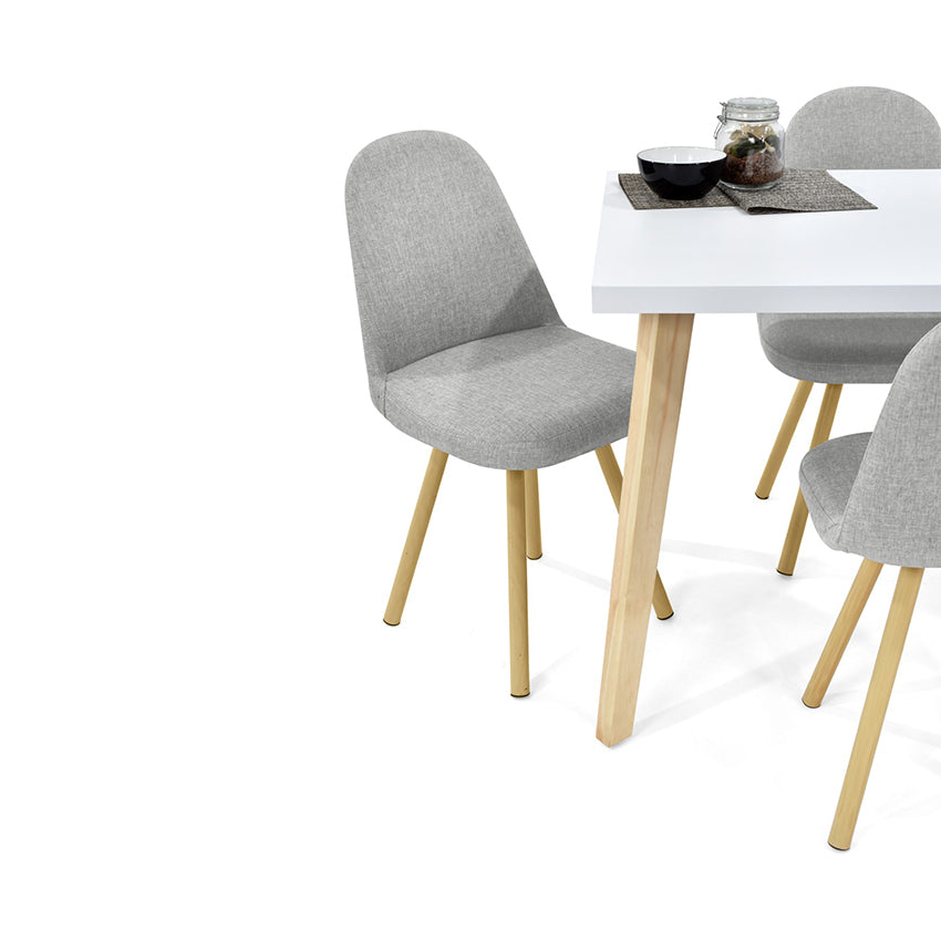 Comedor lugo matiz 4 puestos plata tela