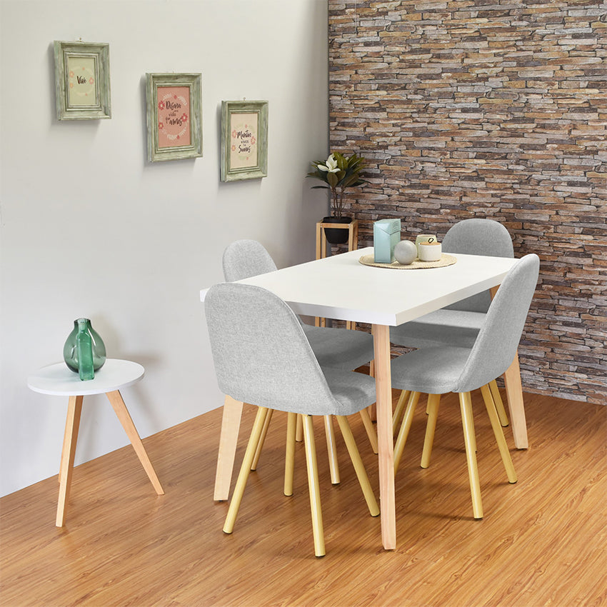 Comedor lugo matiz 4 puestos plata tela