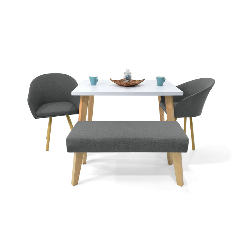 Comedor lugo matiz 4 puestos sillas tokyo + butaco gris
