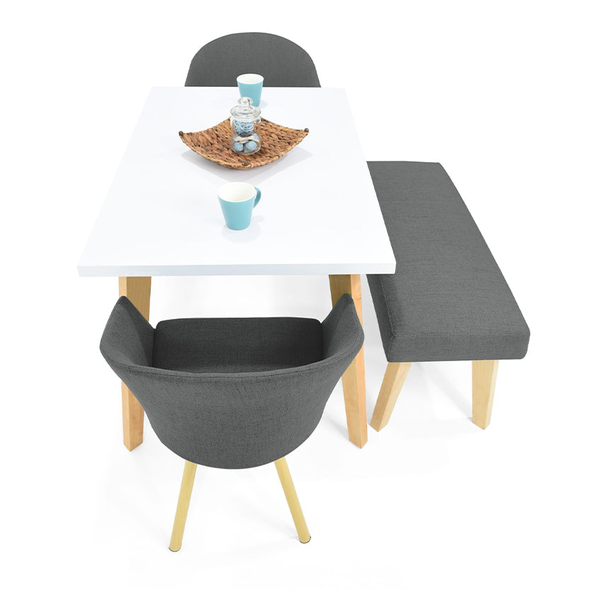 Comedor lugo matiz 4 puestos sillas tokyo + butaco gris