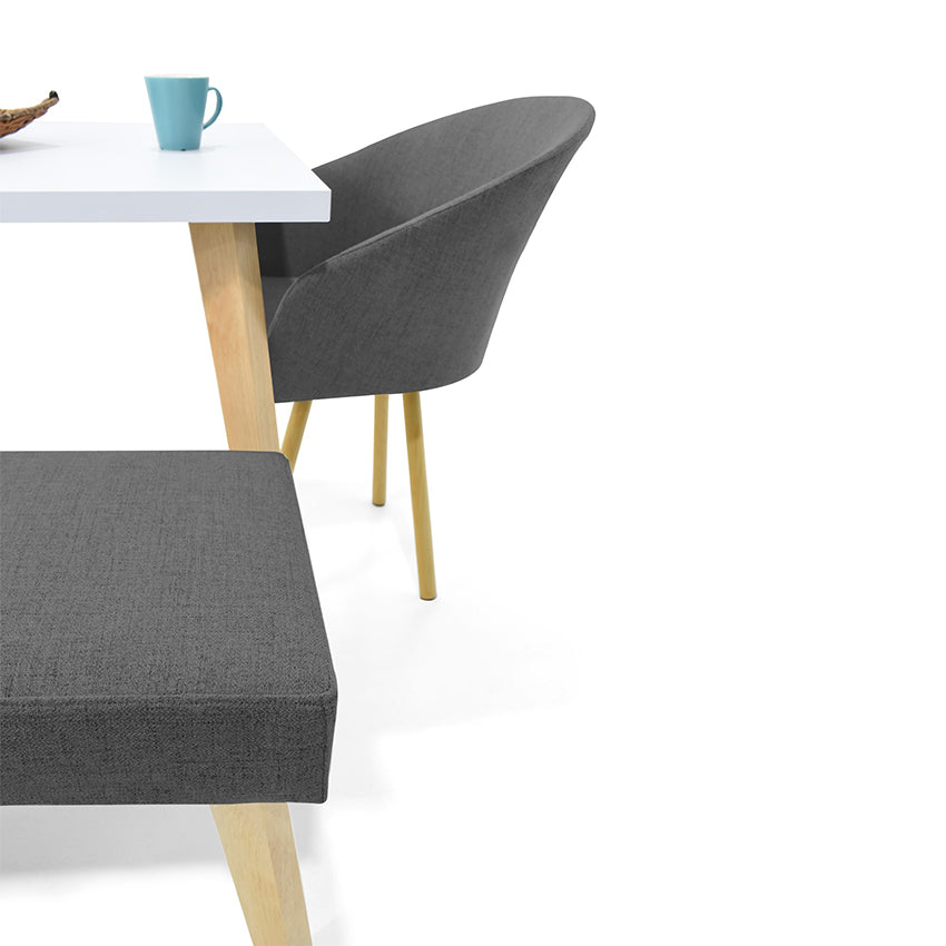 Comedor lugo matiz 4 puestos sillas tokyo + butaco gris