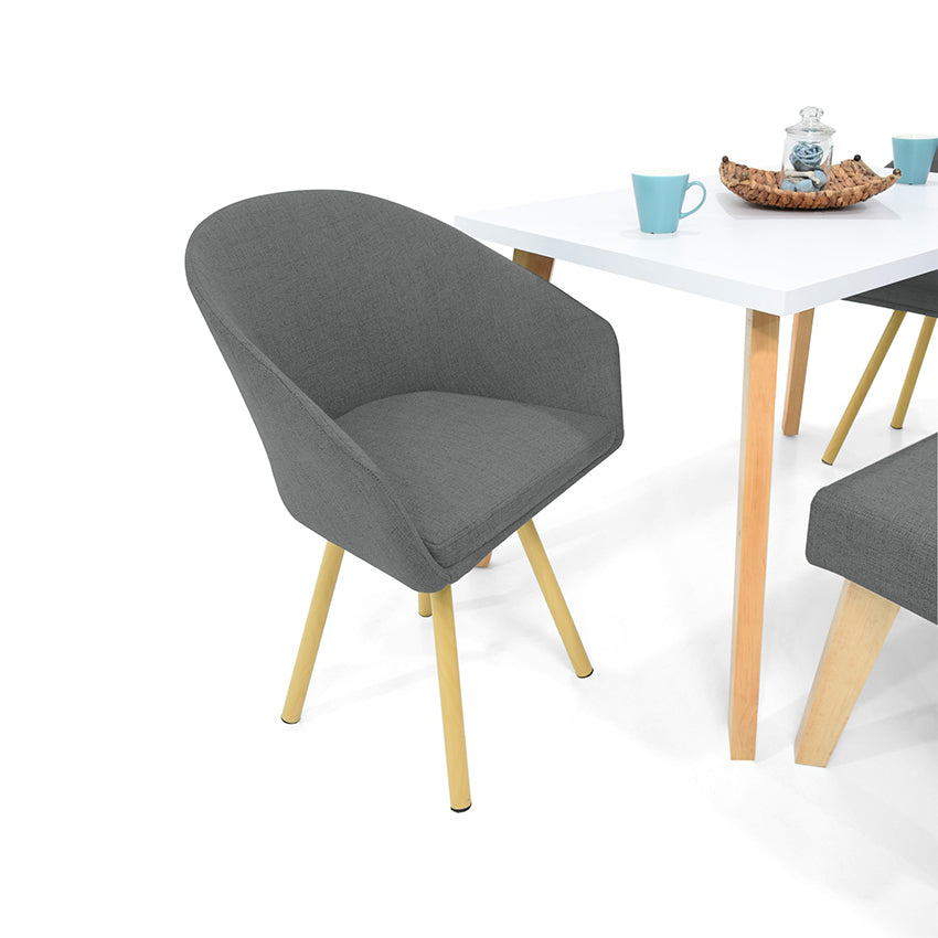 Comedor lugo matiz 4 puestos sillas tokyo + butaco gris
