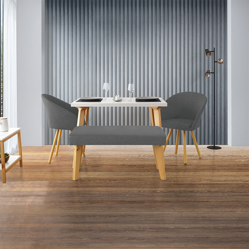 Comedor lugo matiz 4 puestos sillas tokyo + butaco gris