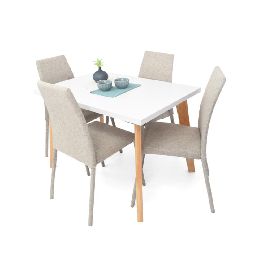 Comedor lugo matiz 4 puestos sillas venecia taupe