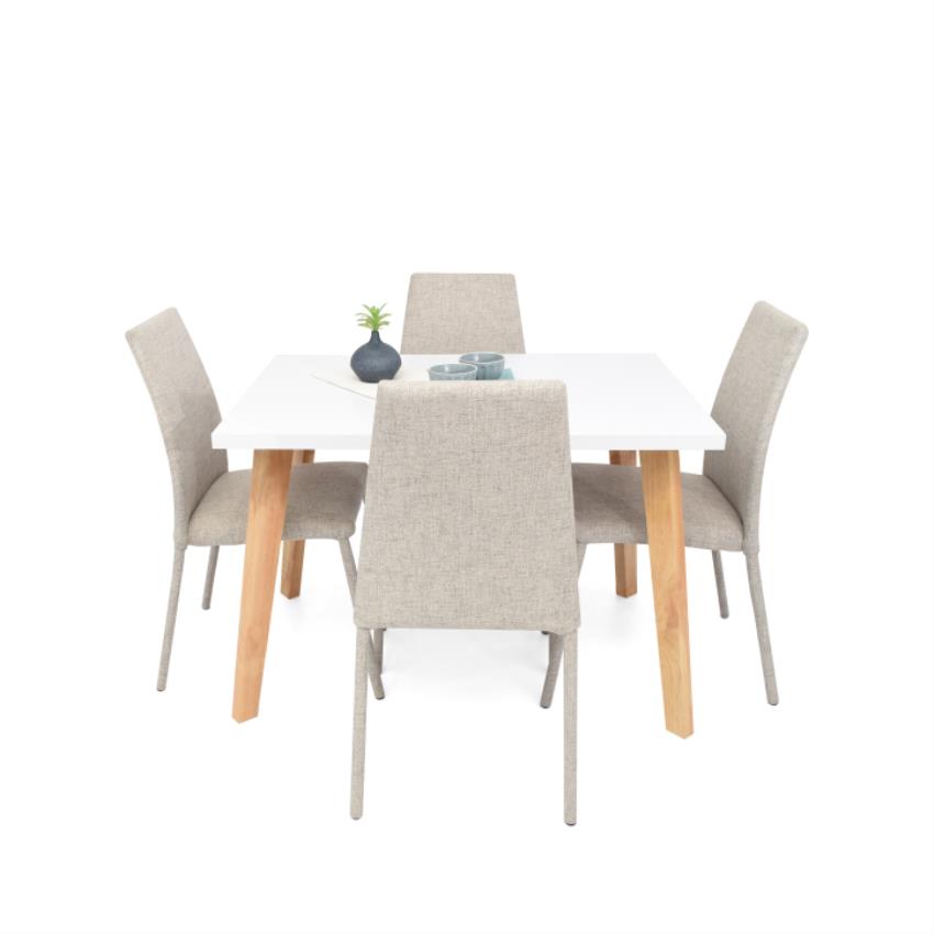Comedor lugo matiz 4 puestos sillas venecia taupe