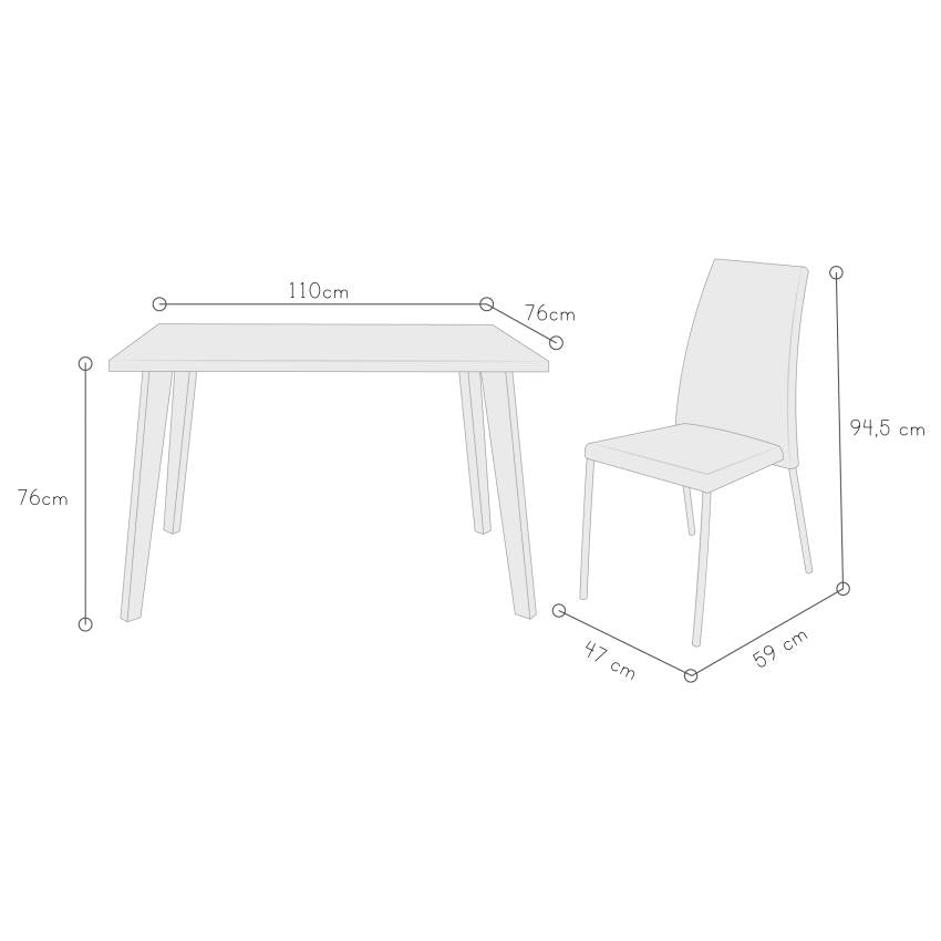 Comedor lugo matiz 4 puestos sillas venecia taupe