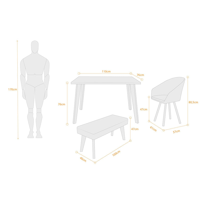 Comedor lugo matiz tokyo con butaco petróleo taupe