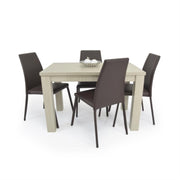 Comedor mérida 4 puestos   sillas venecia chocolate cuero