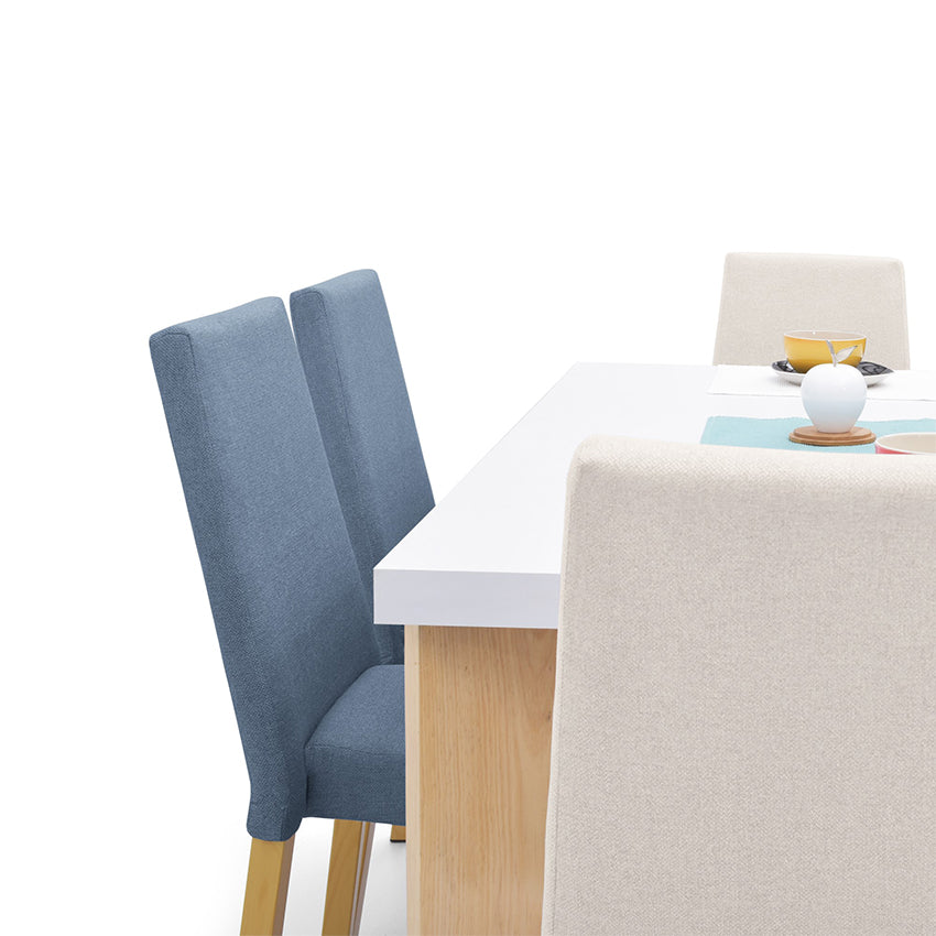 Comedor sevilla 6 puestos sillas viena índigo   taupe tela
