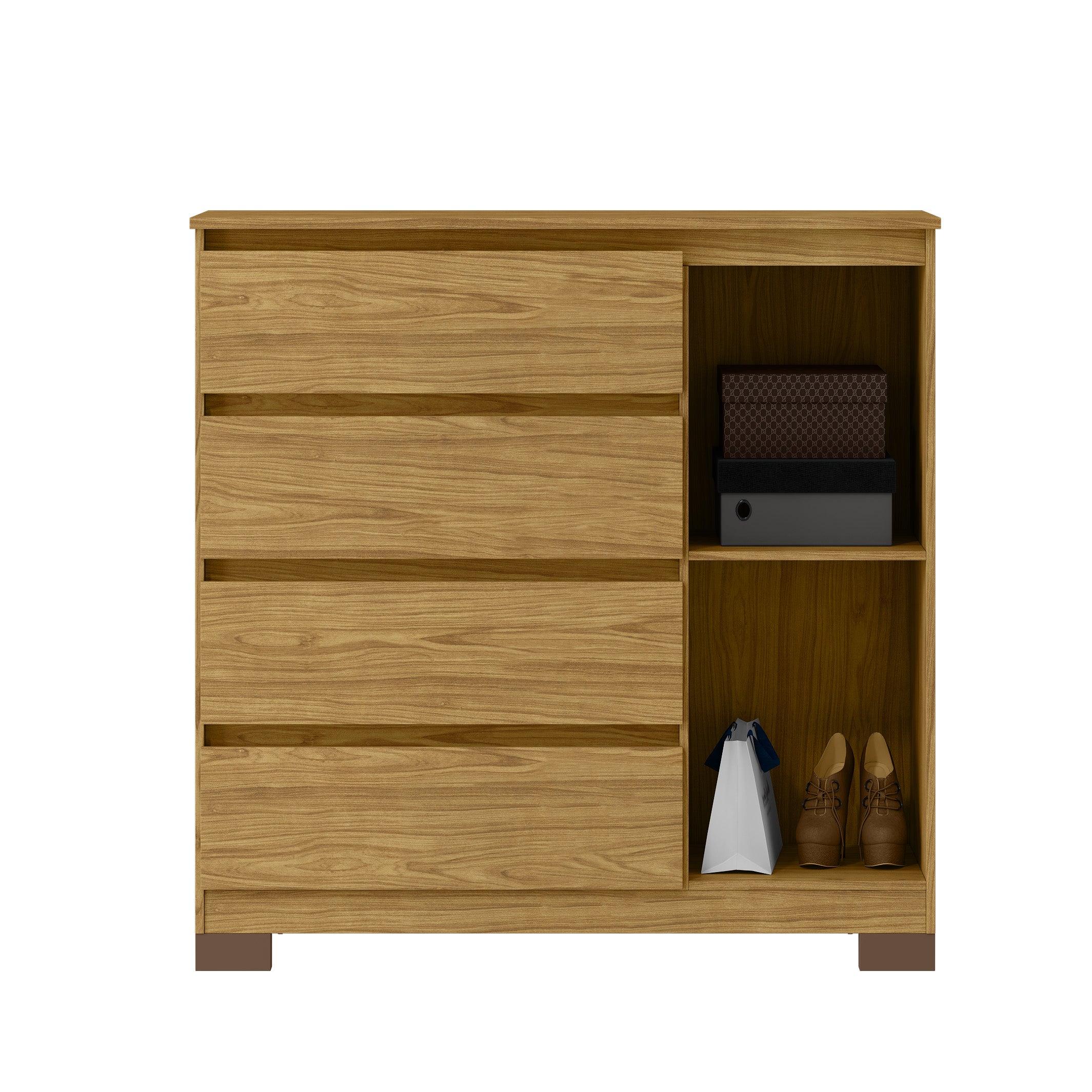 Cómoda 4 cajones 1 puerta Borneo Almendra