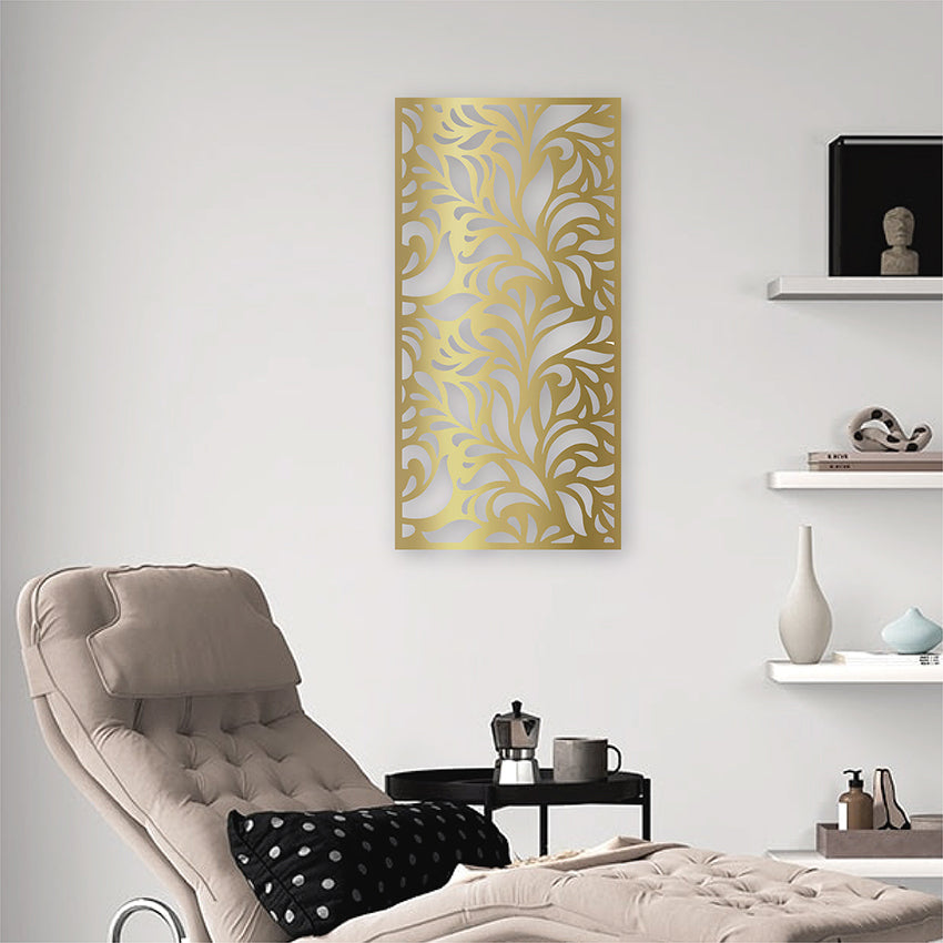 Cuadro calado vertical 3 dorado mdf 30x60 cm<br/>