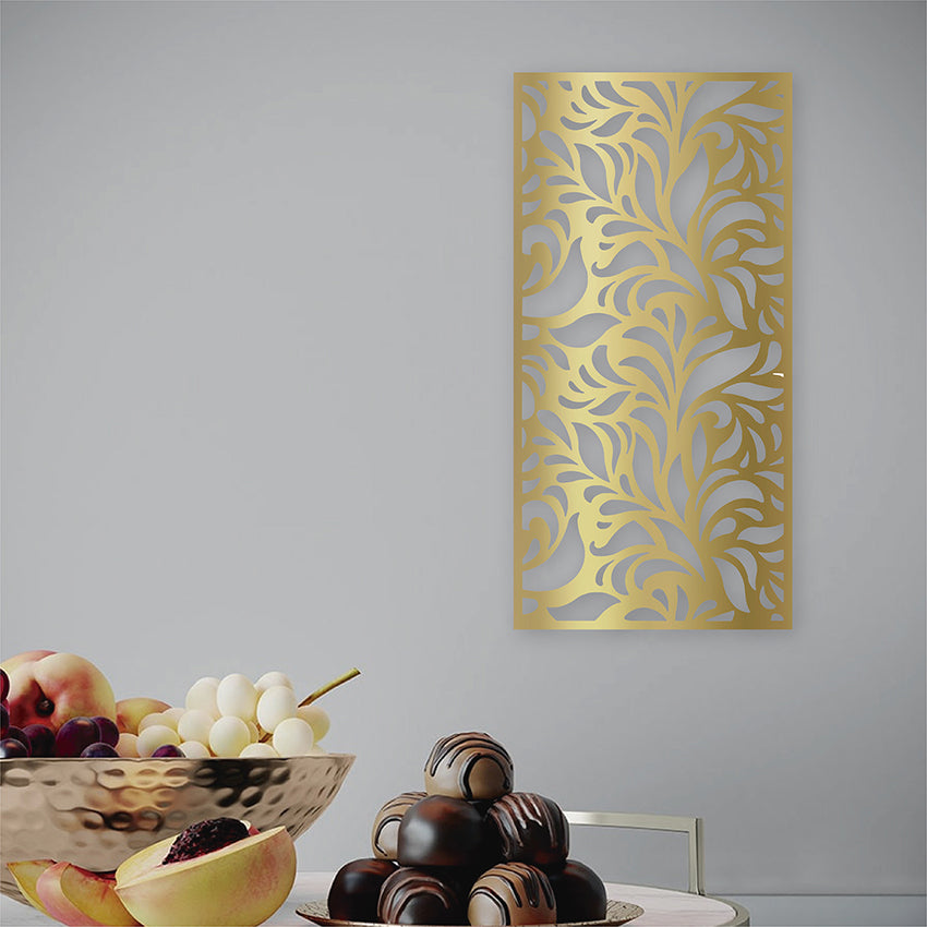 Cuadro calado vertical 3 dorado mdf 30x60 cm<br/>
