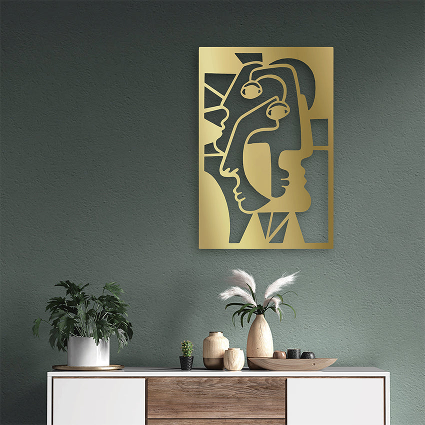 Cuadro calado vertical picasso dorado mdf 40x60 cm<br/>